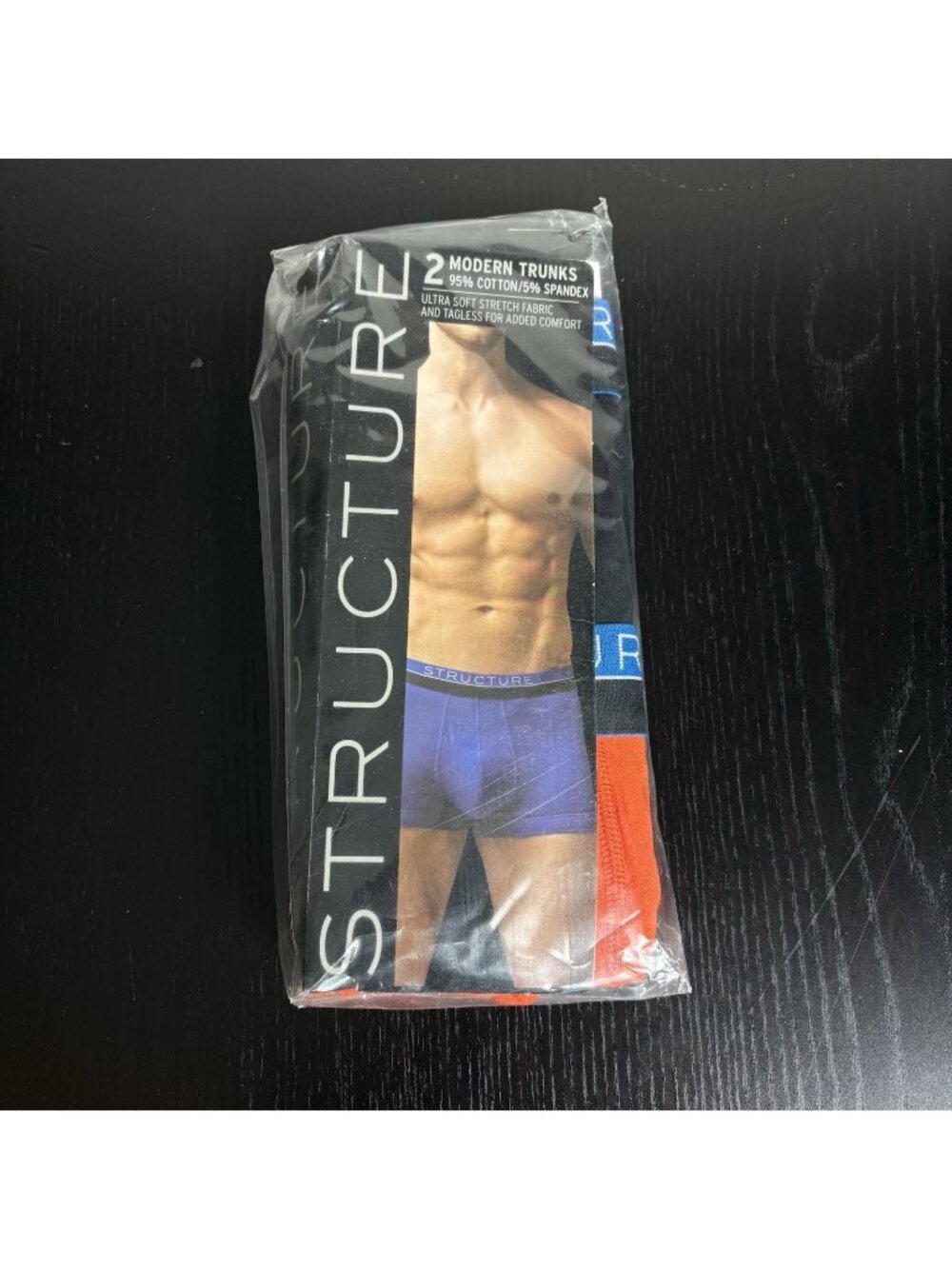 STRUCTURE Mens Small S Modern Trunks, 2 Pair, Square Cut Active Length Vintage